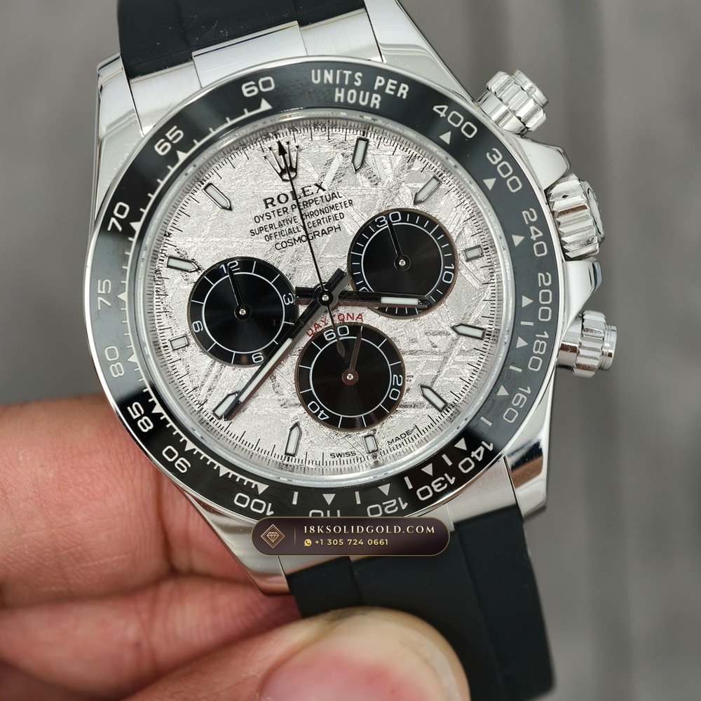 Rolex Cosmograph Daytona Gibeon Meteorite Dial 18K White Gold Geneva Atelier Spec Reference 126519LN — Hallmarked Edition angle 2