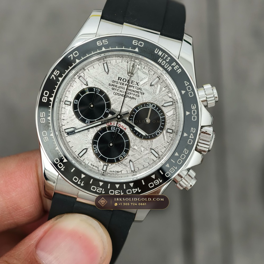 Rolex Cosmograph Daytona Gibeon Meteorite Dial 18K White Gold Geneva Atelier Spec Reference 126519LN — Hallmarked Edition angle 3