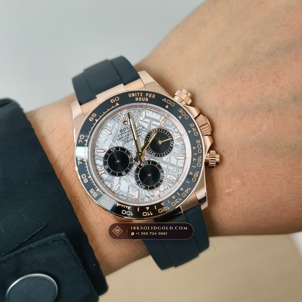 Rolex Cosmograph Daytona Gibeon Meteorite Dial 18K Everose Gold Reference 126515 — Hallmarked Edition — Studio Gallery Plate VIII in 18K Rose Gold Au750 (160.9g Verified Mass, Rolex Manufacture Cal. 4131 - 72h Power Reserve)