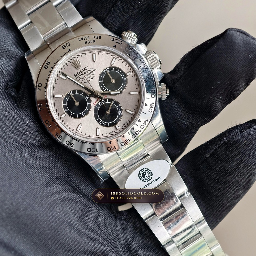 Rolex Cosmograph Daytona 18K White Gold Deep Crystal Optics Reference 126509 — Hallmarked Edition angle 2
