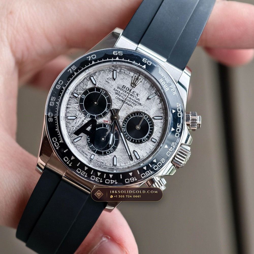 Rolex Cosmograph Daytona Gibeon Meteorite Dial 18K White Gold Reference 126519 — Hallmarked Edition angle 3