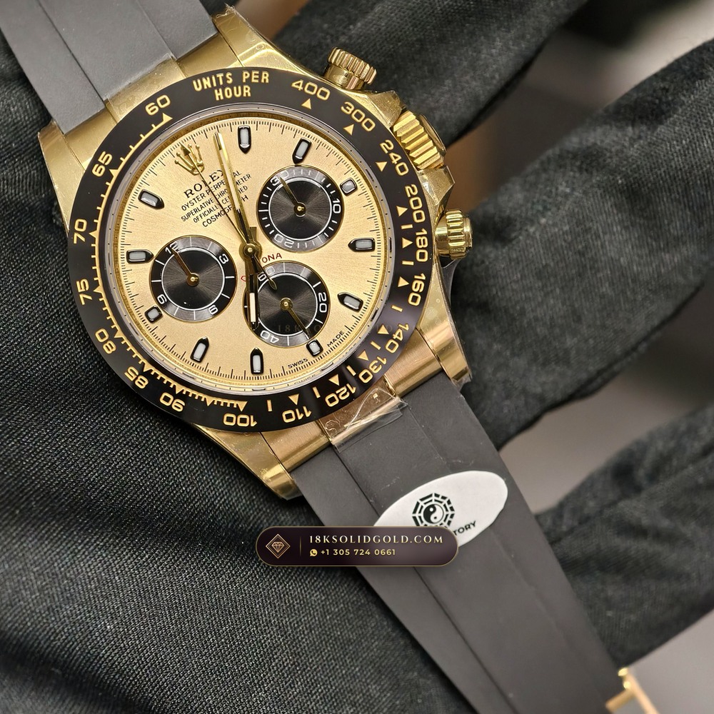 Rolex Cosmograph Daytona 18K Yellow Gold Deep Crystal Optics Reference 116518LN — Hallmarked Edition angle 2