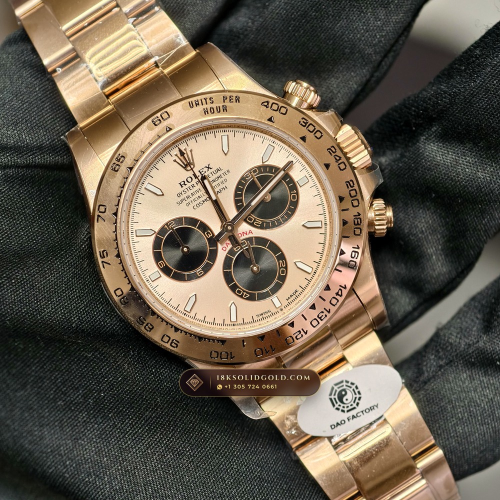 Rolex Cosmograph Daytona 18K Everose Gold Deep Crystal Optics Reference 126505 — Hallmarked Edition angle 2