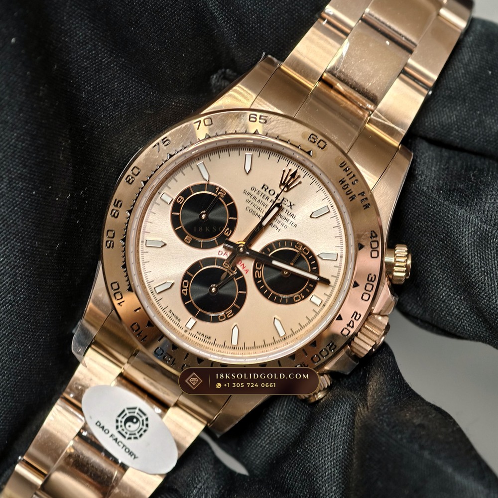 Rolex Cosmograph Daytona 18K Everose Gold Deep Crystal Optics Reference 126505 — Hallmarked Edition angle 3