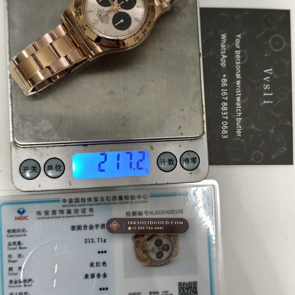 Rolex Cosmograph Daytona 18K Everose Gold Deep Crystal Optics Reference 126505 — Hallmarked Edition — Studio Gallery Plate IX in 18K Rose Gold Au750 (216.9g Verified Mass, Rolex Manufacture Cal. 4131 - 72h Power Reserve)