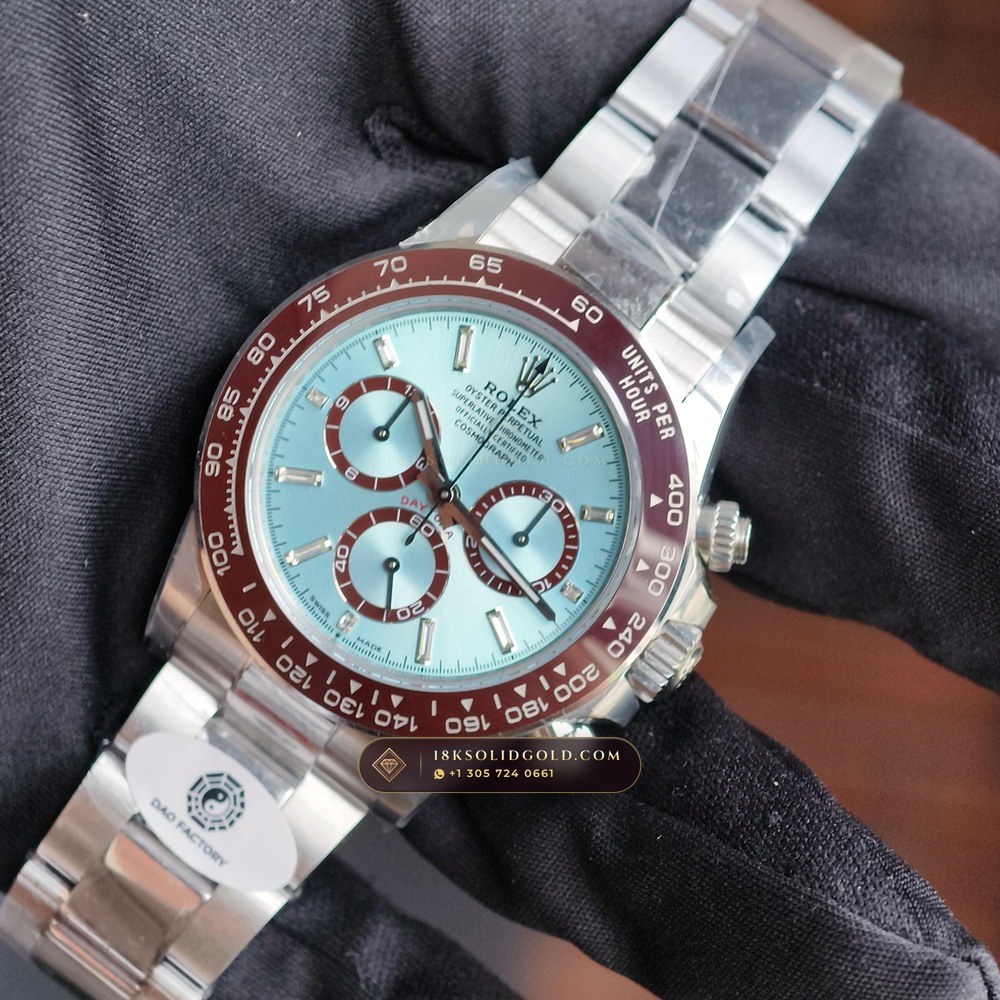 Rolex Cosmograph Daytona Platona Ice-Blue Dial 950 Platinum Reference 126506 — Hallmarked Edition angle 3