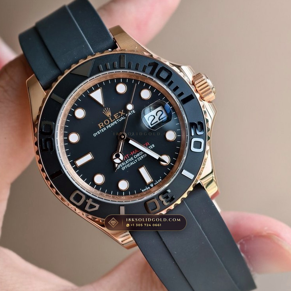 Rolex Yacht-Master 40 Matte Black Cerachrom & Oysterflex 18K Everose Gold Reference 126655 — Hallmarked Edition profile