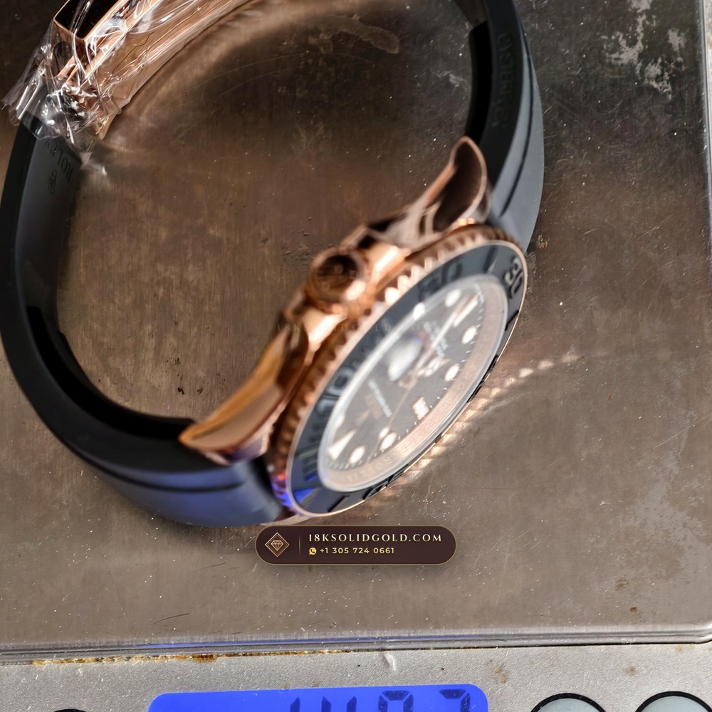 Rolex Yacht-Master 40 Matte Black Cerachrom & Oysterflex 18K Everose Gold Reference 126655 — Hallmarked Edition — Studio Gallery Plate VIII in 18K Rose Gold Au750 (153.9g Verified Mass, Rolex Manufacture Cal. 3235 - 70h Power Reserve)
