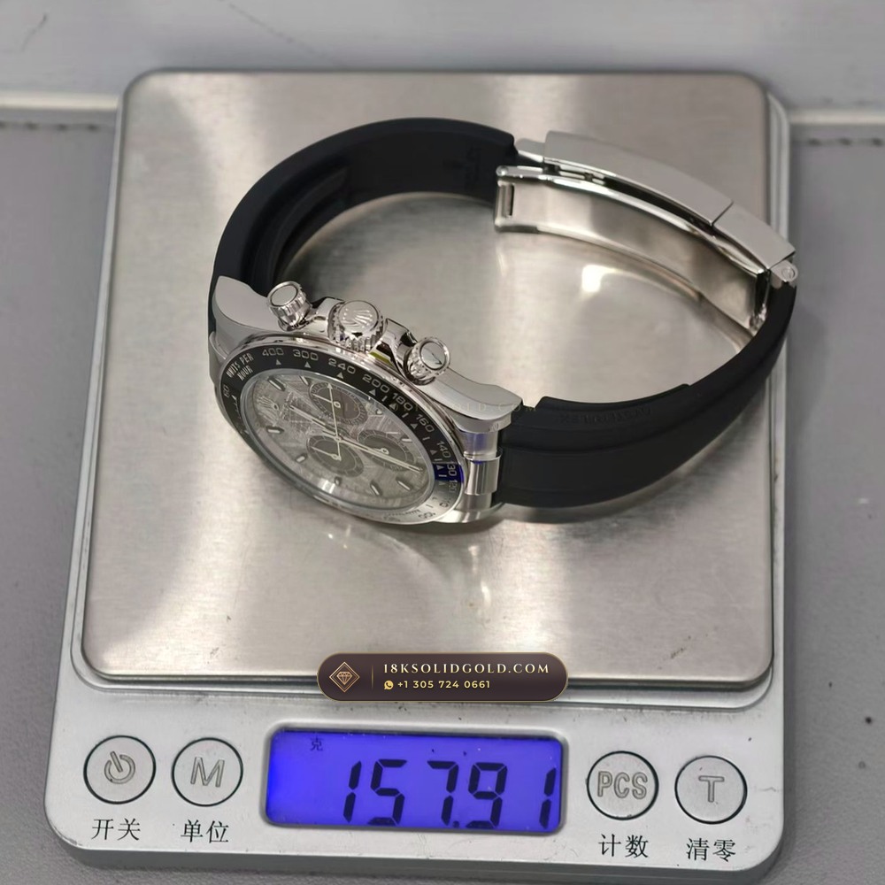 Rolex Cosmograph Daytona Gibeon Meteorite Dial 18K White Gold Free-Sprung Calibre Reference 126519 — Hallmarked Edition — Studio Gallery Plate IX in 18K White Gold Au750 (160.7g Verified Mass, Rolex Manufacture Cal. 4131 - 72h Power Reserve)