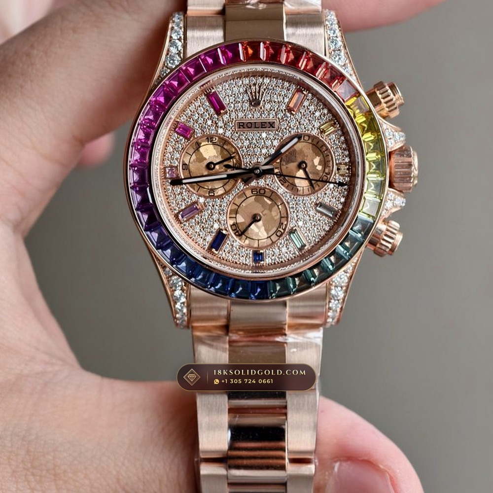 Rolex Cosmograph Daytona Rainbow Full Diamond Pave Dial 18K Everose Gold Reference 116595RBOW — Hallmarked Edition