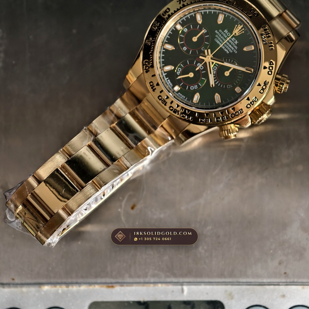 Rolex Cosmograph Daytona John Mayer Emerald Green Dial 18K Yellow Gold Reference 116508 — Hallmarked Edition — Studio Gallery Plate IX in 18K Yellow Gold Au750 (216.5g Verified Mass, Rolex Manufacture Cal. 4130 - 72h Power Reserve)