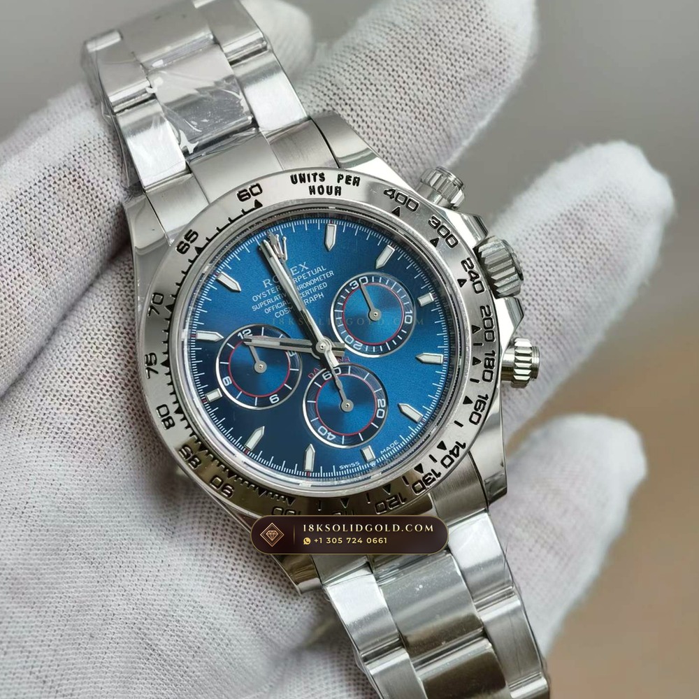 Rolex Cosmograph Daytona 18K White Gold Hand-Chamfered Bevel Spec Reference 126509 — Hallmarked Edition angle 2