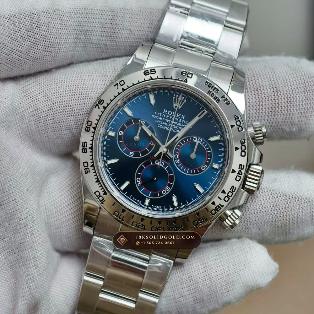 Rolex Cosmograph Daytona 18K White Gold Hand-Chamfered Bevel Spec Reference 126509 — Hallmarked Edition angle 3