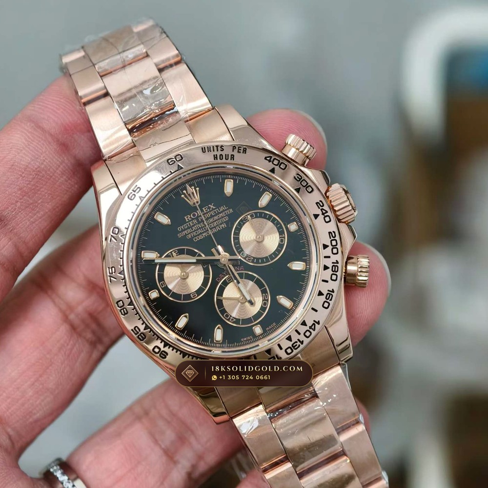 Rolex Cosmograph Daytona 18K Everose Gold Deep Crystal Optics Reference 116505 — Hallmarked Edition angle 2