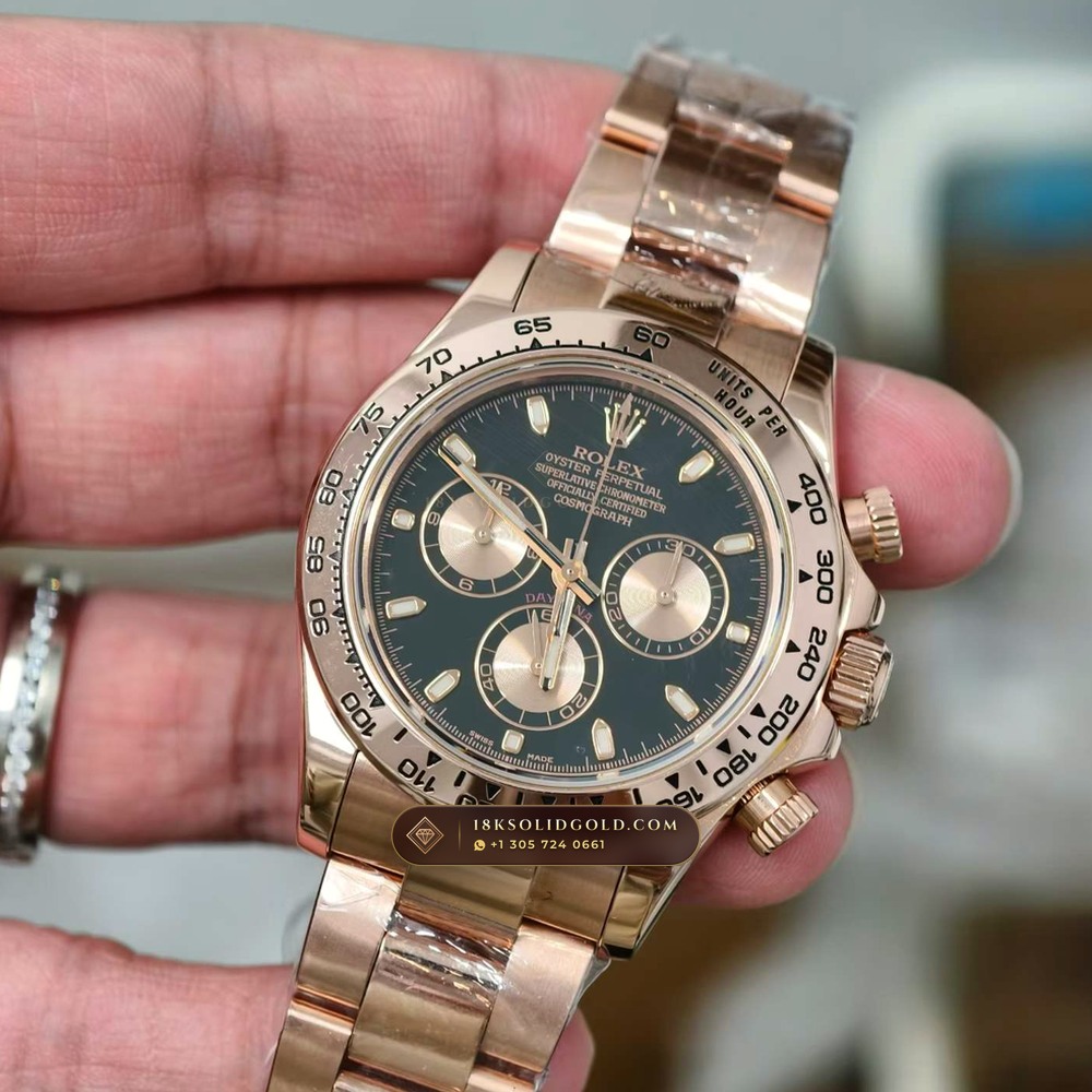Rolex Cosmograph Daytona 18K Everose Gold Deep Crystal Optics Reference 116505 — Hallmarked Edition angle 3
