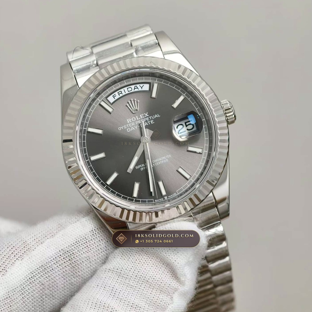 Rolex Day-Date 40 18K White Gold Reference 228239 — Hallmarked Edition angle 2