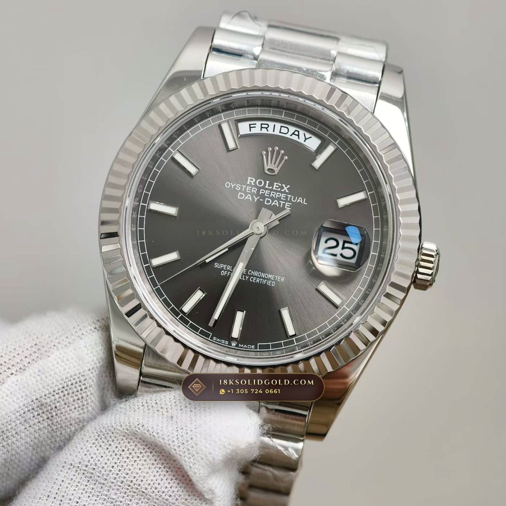 Rolex Day-Date 40 18K White Gold Reference 228239 — Hallmarked Edition angle 3
