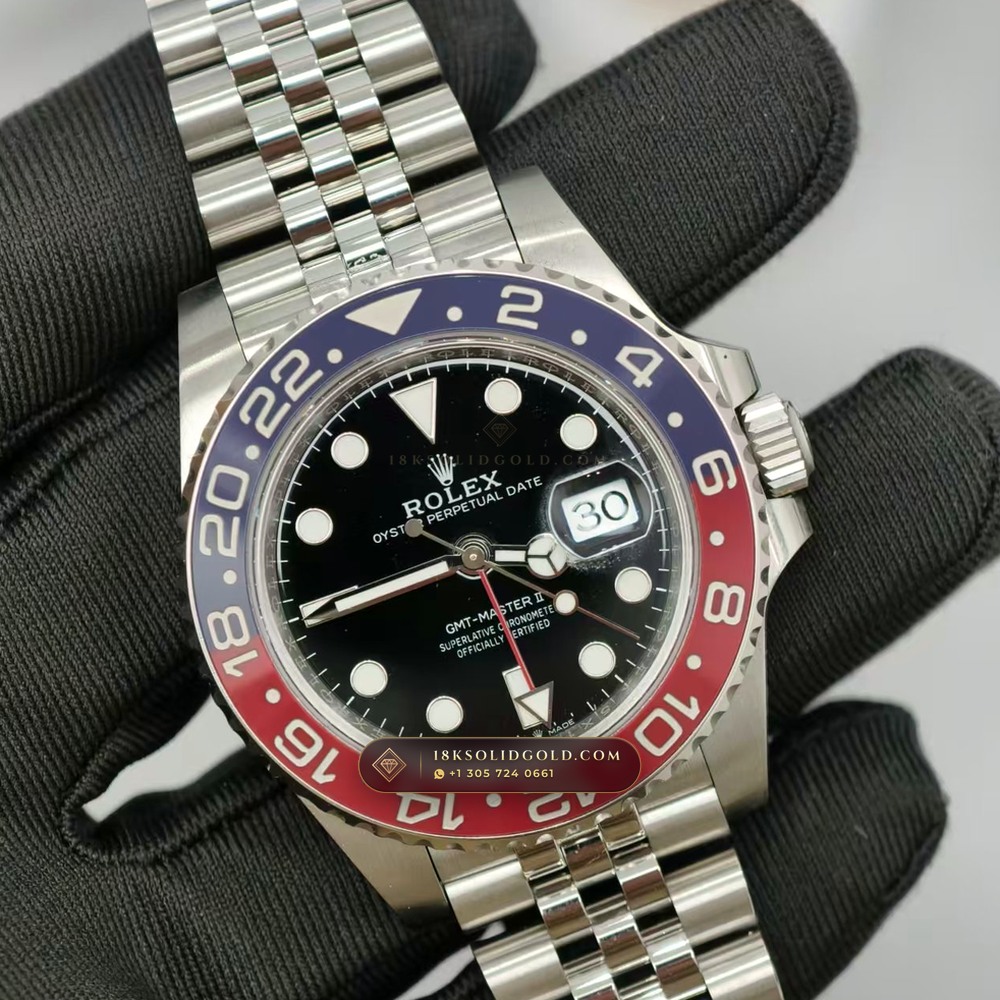 Rolex GMT-Master II Pepsi Red & Blue Cerachrom Reference 126710BLRO — Salon Edition angle 2