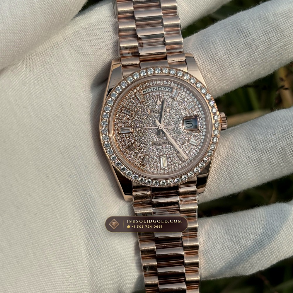 Rolex Day-Date 40 Diamond-Set Bezel 18K Everose Gold Reference 228345RBR — Hallmarked Edition