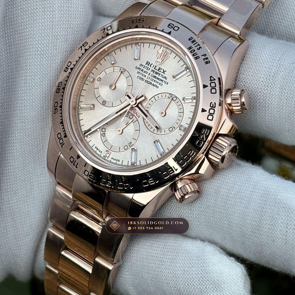 Rolex Cosmograph Daytona 18K Everose Gold Chronometer Regulated Spec Reference 116505 — Hallmarked Edition — Studio Gallery Plate VII in 18K Rose Gold Au750 (216.5g Verified Mass, Rolex Manufacture Cal. 4130 - 72h Power Reserve)