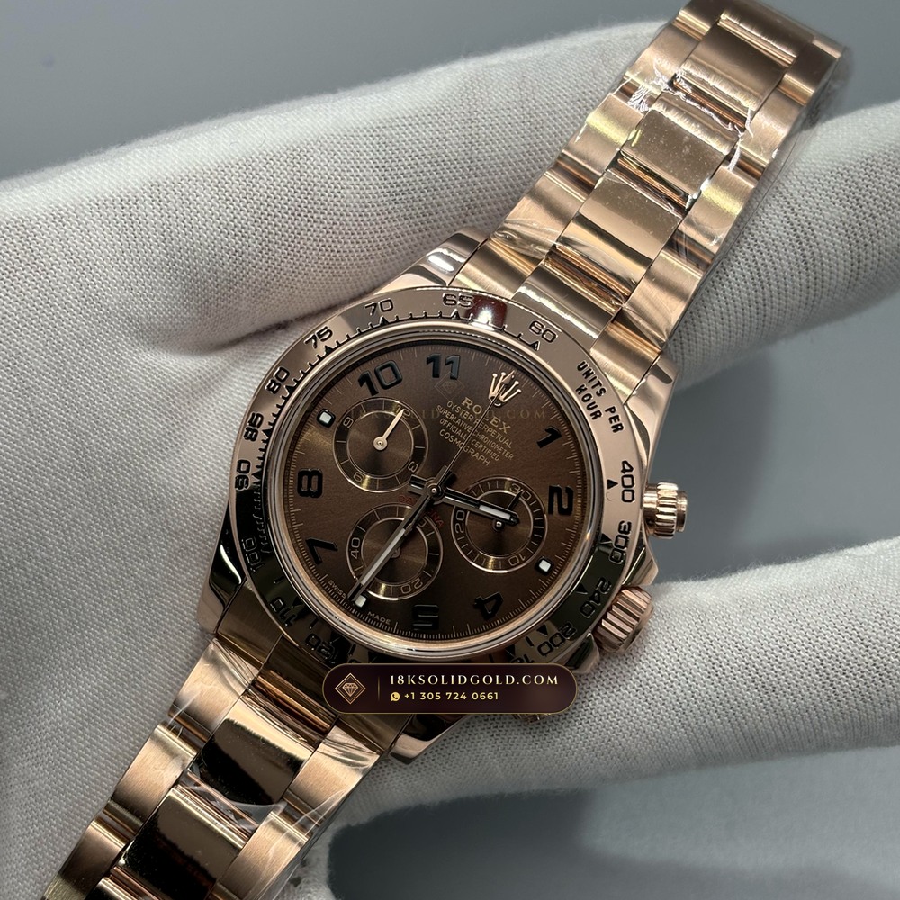Rolex Cosmograph Daytona 18K Everose Gold Hand-Chamfered Bevel Spec Reference 116505 — Hallmarked Edition angle 2