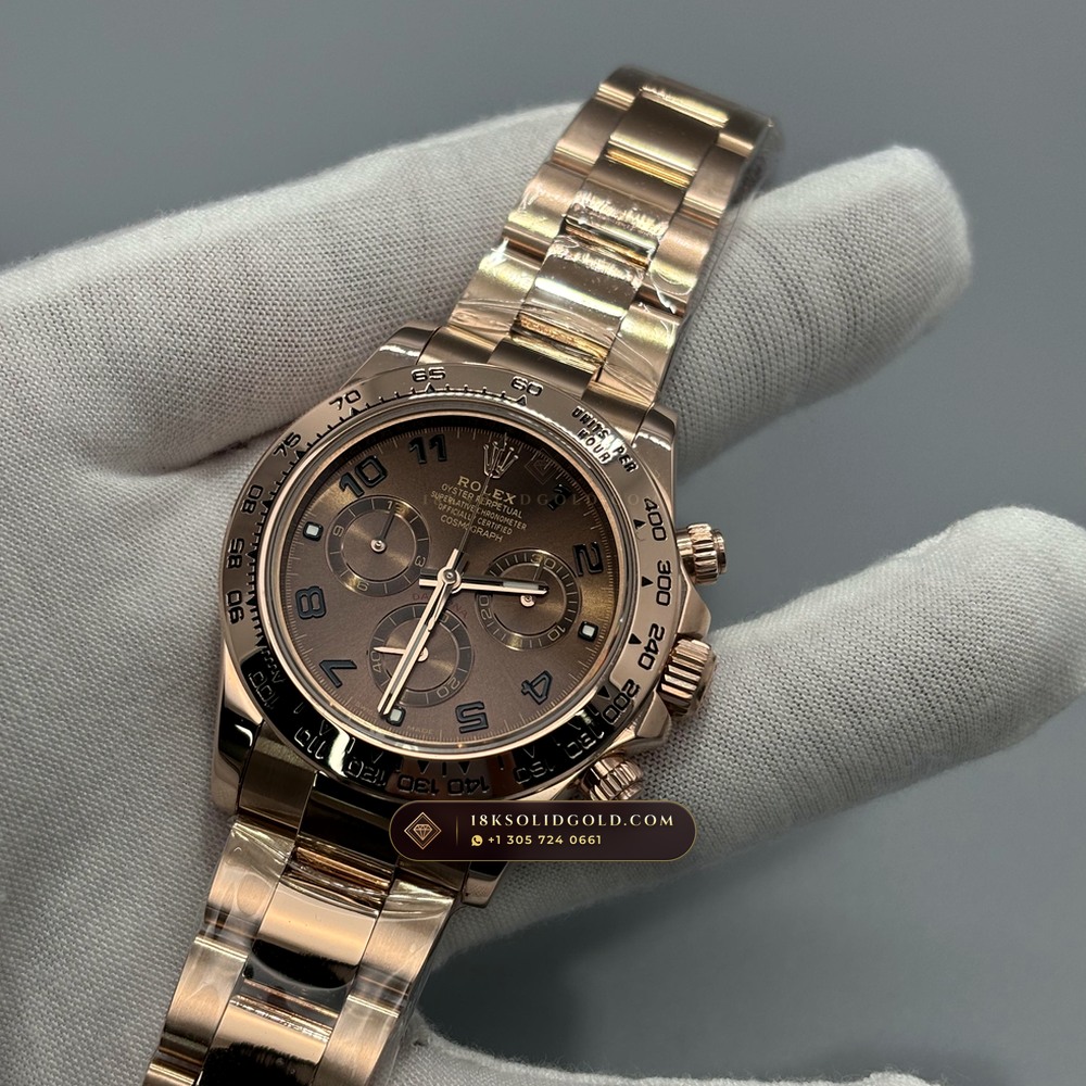 Rolex Cosmograph Daytona 18K Everose Gold Hand-Chamfered Bevel Spec Reference 116505 — Hallmarked Edition angle 3