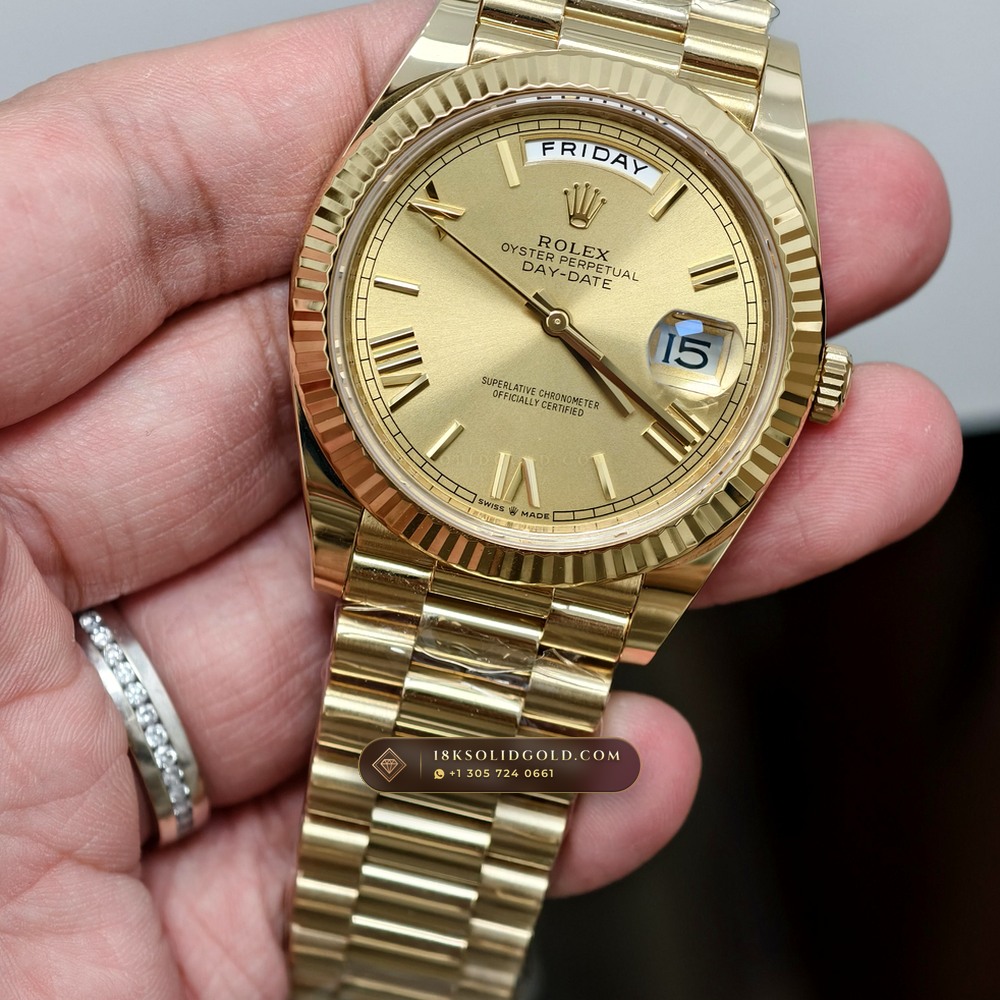 Rolex Day-Date 40 18K Yellow Gold Geneva Atelier Spec Reference 228238 — Hallmarked Edition angle 2