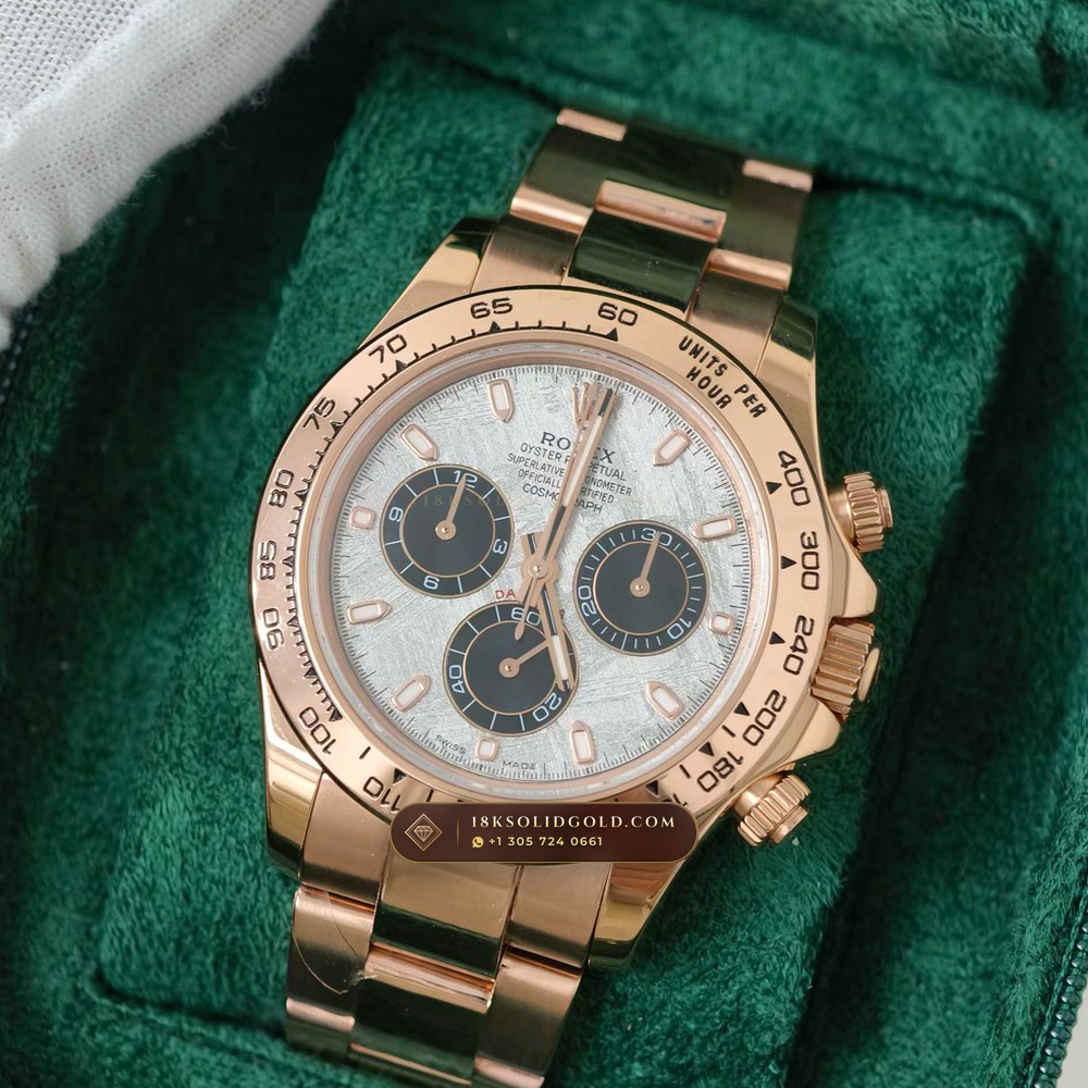 Rolex Cosmograph Daytona Gibeon Meteorite Dial 18K Everose Gold Reference 116505 — Hallmarked Edition angle 3