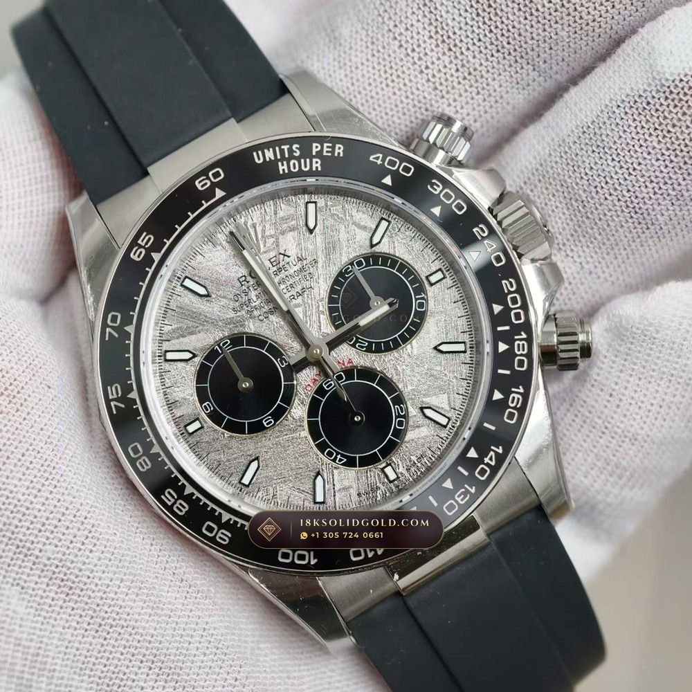Rolex Cosmograph Daytona Gibeon Meteorite Dial 18K White Gold Chronometer Regulated Spec Reference 126519LN — Hallmarked Edition angle 2