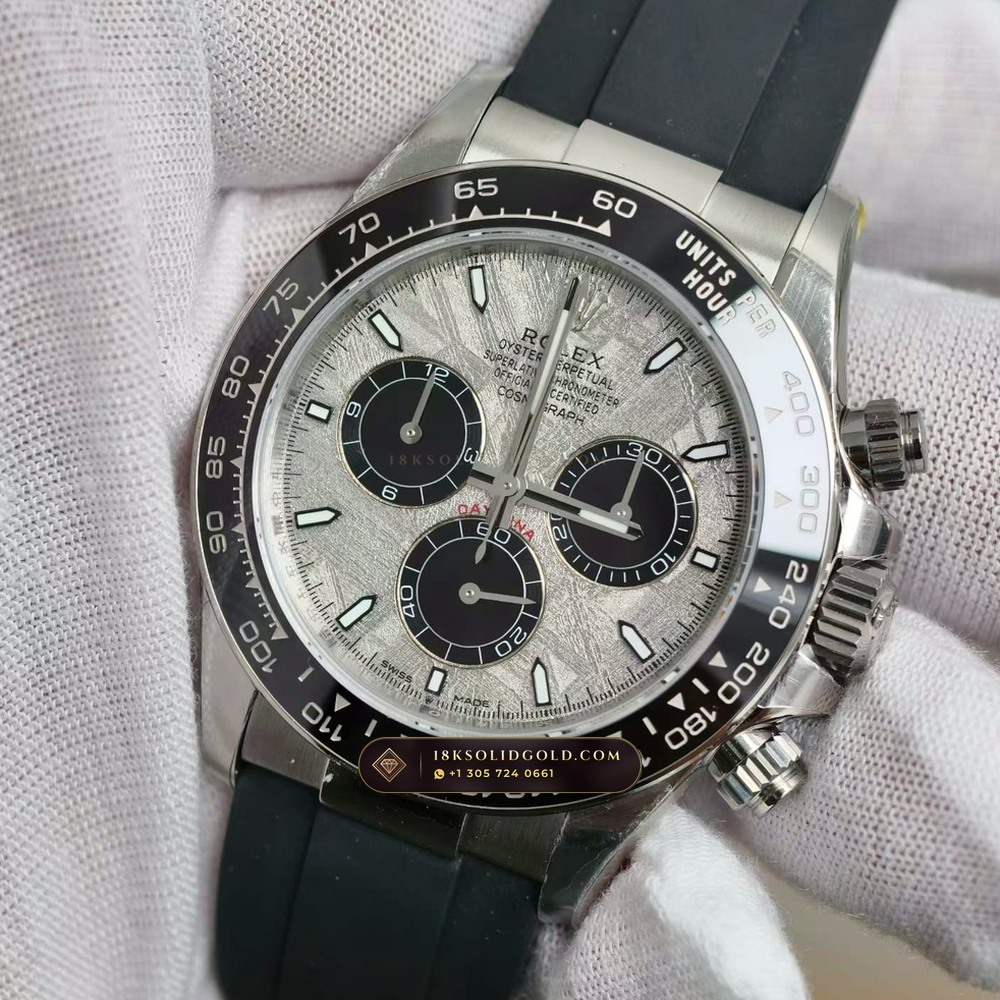 Rolex Cosmograph Daytona Gibeon Meteorite Dial 18K White Gold Chronometer Regulated Spec Reference 126519LN — Hallmarked Edition angle 3