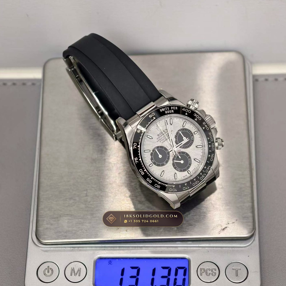 Rolex Cosmograph Daytona Gibeon Meteorite Dial 18K White Gold Chronometer Regulated Spec Reference 126519LN — Hallmarked Edition — Studio Gallery Plate IX in 18K White Gold Au750 (160.5g Verified Mass, Rolex Manufacture Cal. 4131 - 72h Power Reserve)