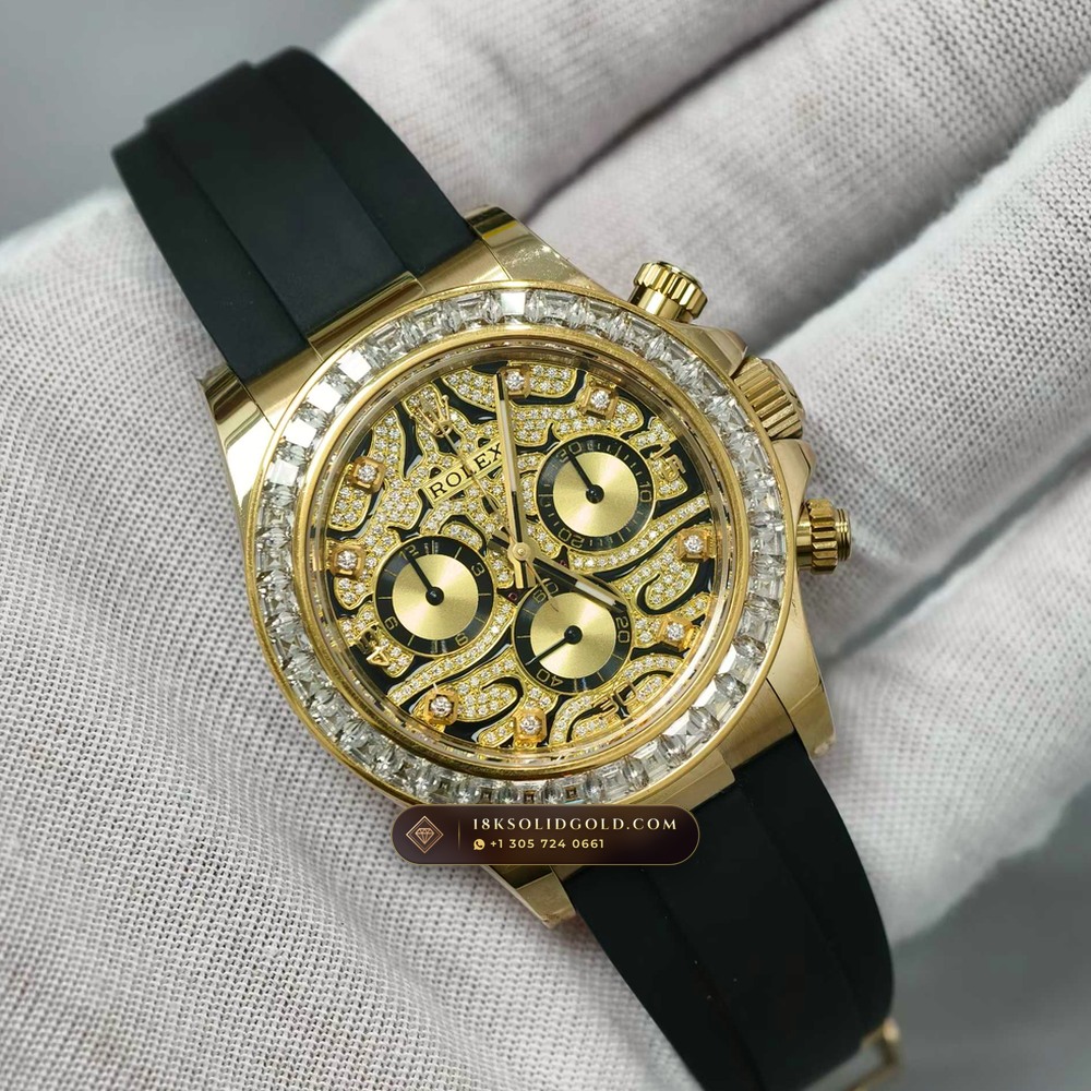 Rolex Cosmograph Daytona Eye of the Tiger Diamond Dial 18K Yellow Gold Reference 116588TBR — Hallmarked Edition angle 2