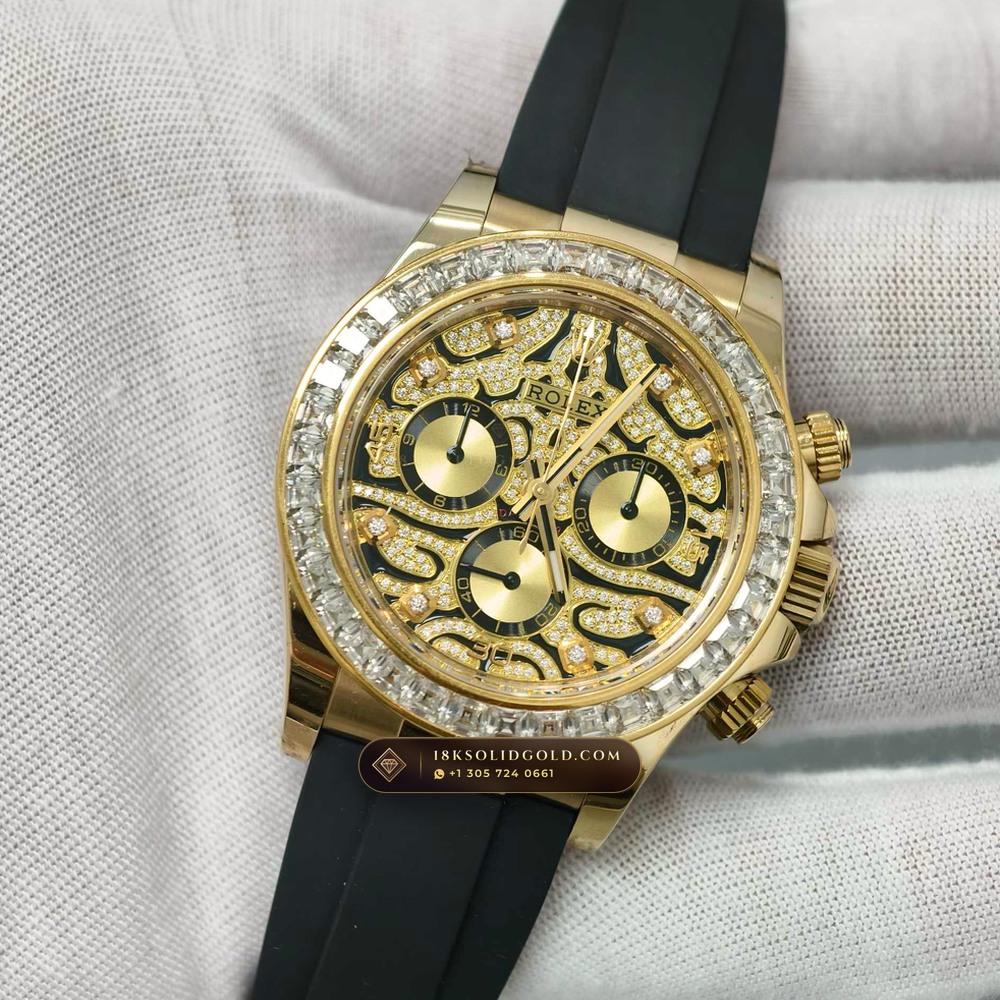 Rolex Cosmograph Daytona Eye of the Tiger Diamond Dial 18K Yellow Gold Reference 116588TBR — Hallmarked Edition angle 3