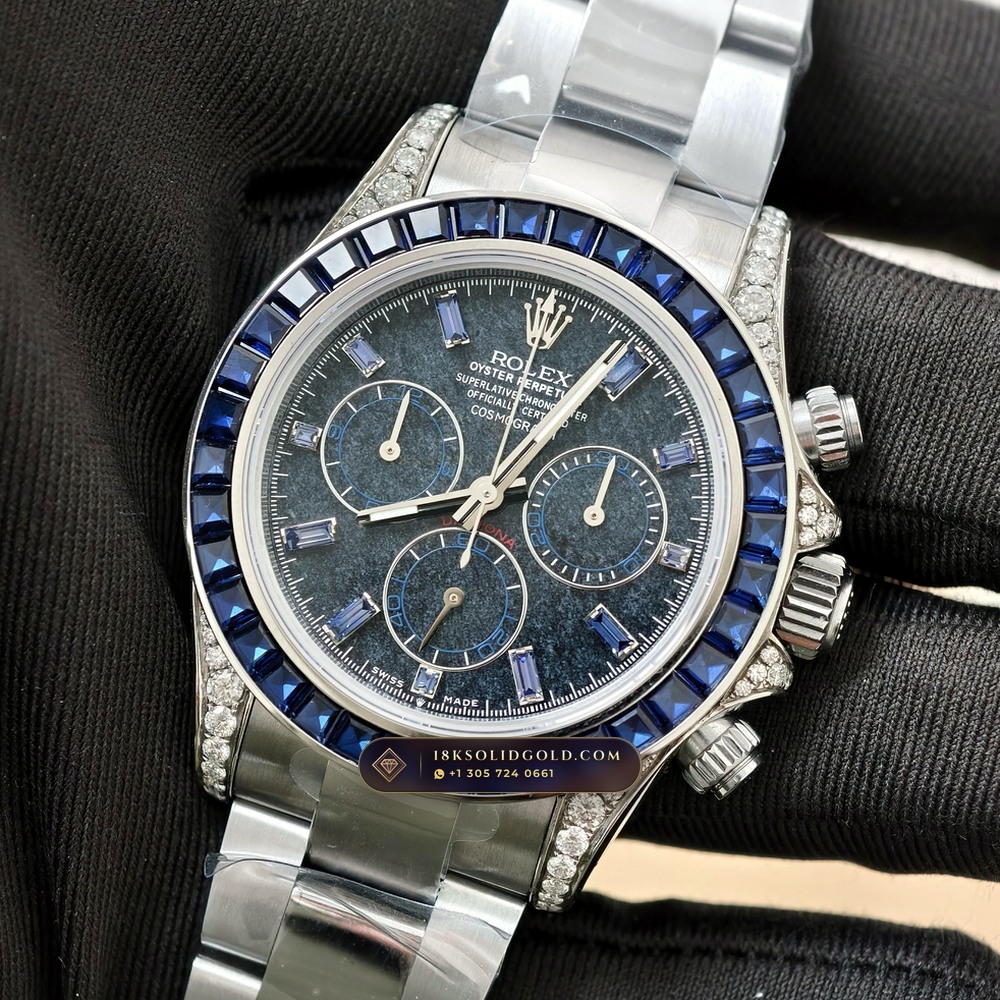 Rolex Cosmograph Daytona Black Obsidian Dial & Sapphire Bezel 18K White Gold Geneva Atelier Spec Reference 126599TSA — Hallmarked Edition angle 2
