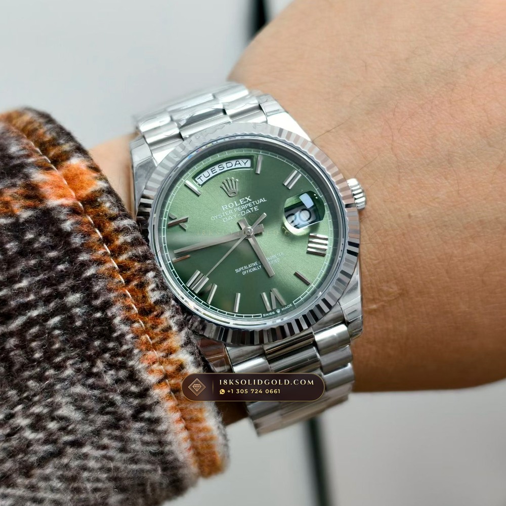 Rolex Day-Date 40 18K White Gold Geneva Atelier Spec Reference 228239 — Hallmarked Edition — Studio Gallery Plate VIII in 18K White Gold Au750 (210.9g Verified Mass, Rolex Manufacture Cal. 3255 - 70h Power Reserve)