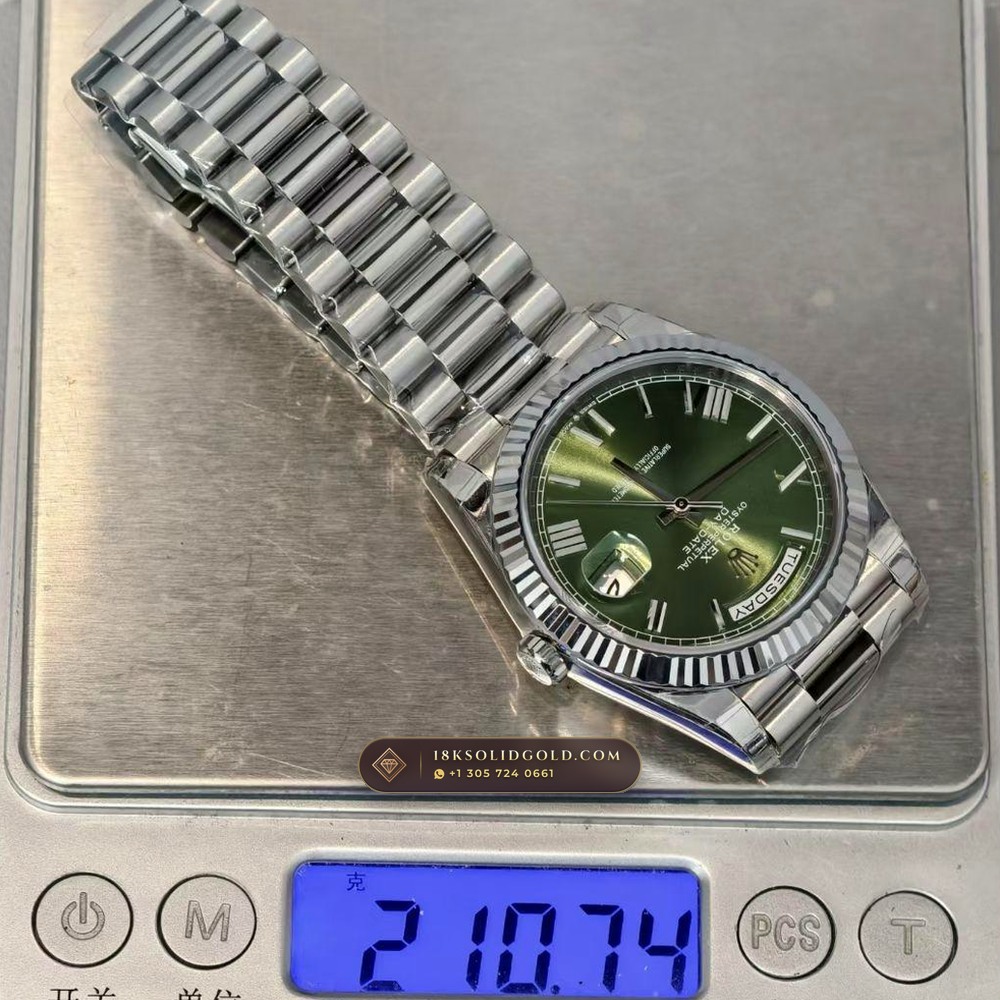 Rolex Day-Date 40 18K White Gold Geneva Atelier Spec Reference 228239 — Hallmarked Edition — Studio Gallery Plate IX in 18K White Gold Au750 (210.9g Verified Mass, Rolex Manufacture Cal. 3255 - 70h Power Reserve)