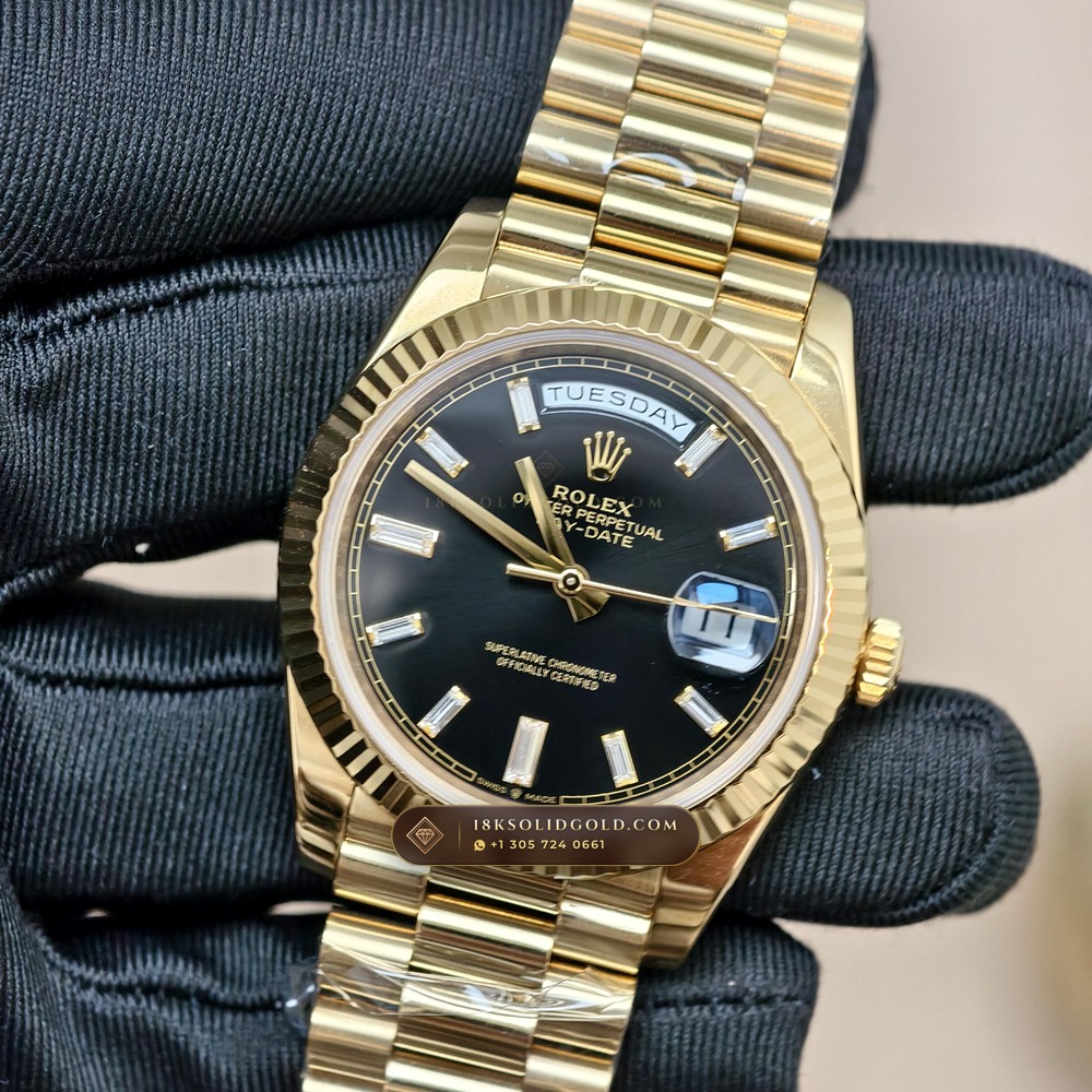 Rolex Day-Date 40 18K Yellow Gold Deep Crystal Optics Reference 228238 — Hallmarked Edition angle 2