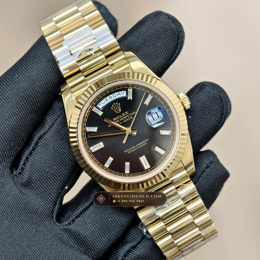 Rolex Day-Date 40 18K Yellow Gold Deep Crystal Optics Reference 228238 — Hallmarked Edition angle 3