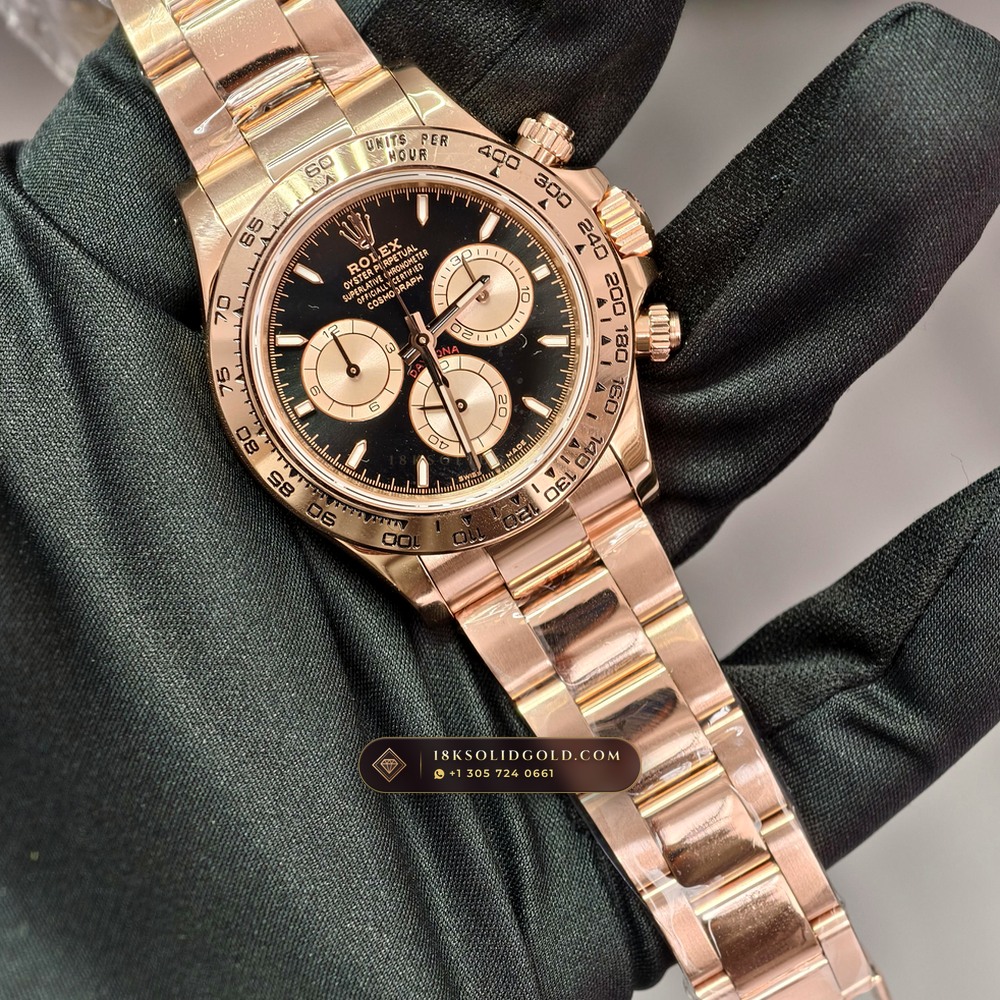Rolex Cosmograph Daytona 18K Everose Gold Hand-Chamfered Bevel Spec Reference 126505 — Hallmarked Edition angle 2