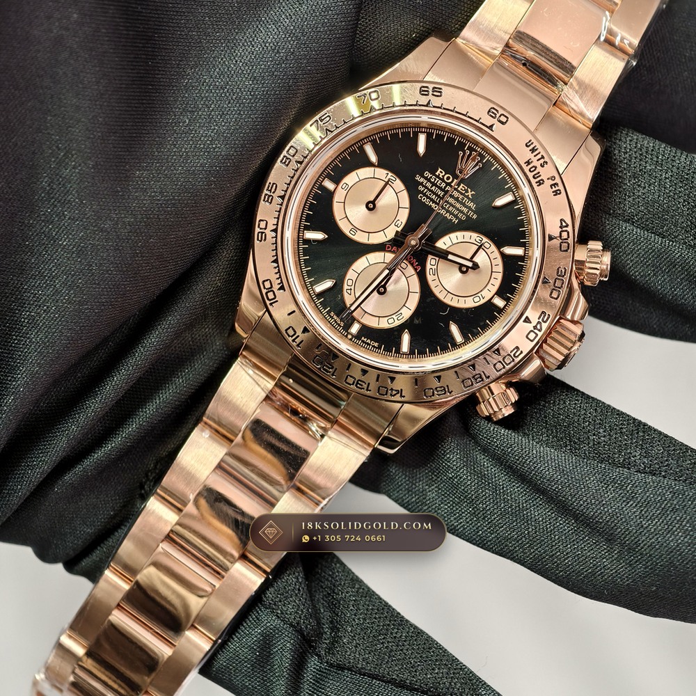 Rolex Cosmograph Daytona 18K Everose Gold Hand-Chamfered Bevel Spec Reference 126505 — Hallmarked Edition angle 3