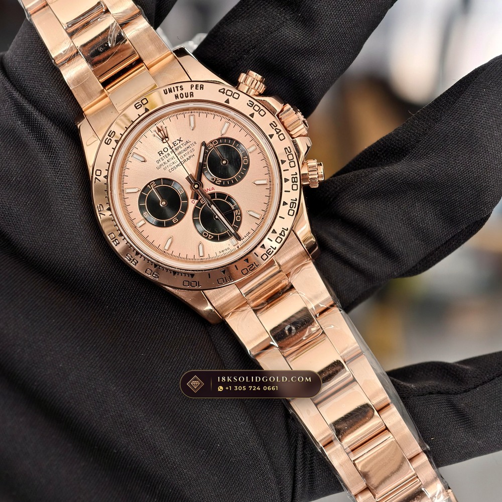 Rolex Cosmograph Daytona 18K Everose Gold Sapphire Caseback Spec Reference 126505 — Hallmarked Edition angle 3
