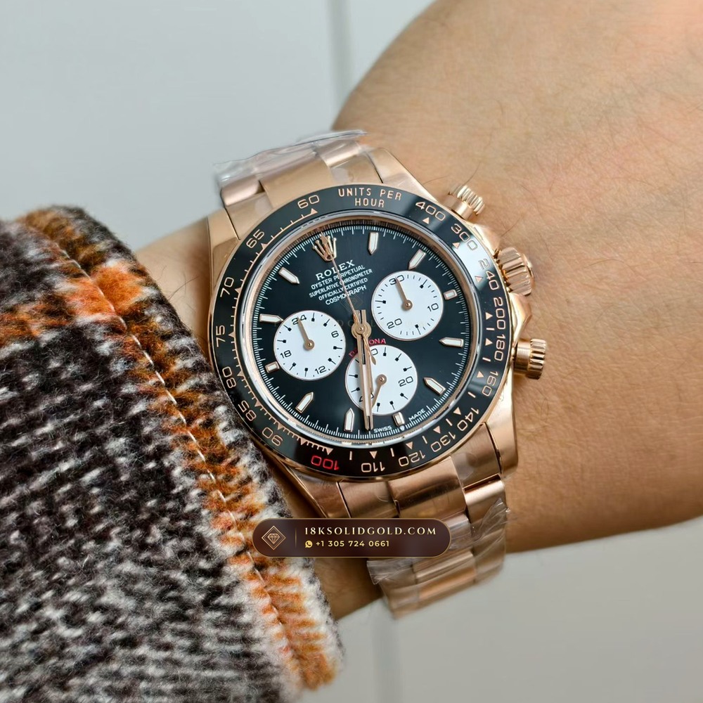 Rolex Cosmograph Daytona Le Mans 100th Anniversary 18K Everose Gold Chronometer Regulated Spec Reference 126525LN — Hallmarked Edition — Studio Gallery Plate VIII in 18K Rose Gold Au750 (216.9g Verified Mass, Rolex Manufacture Cal. 4132 - 24h Le Mans)