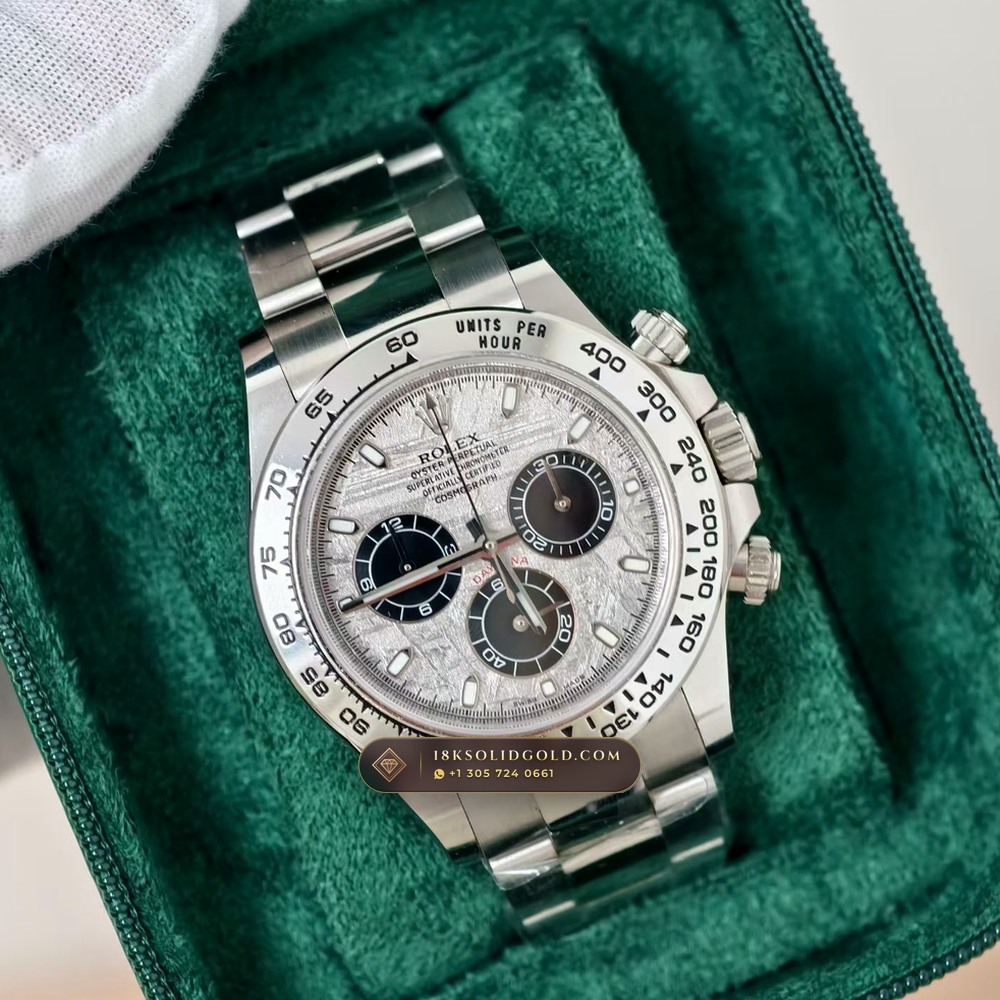Rolex Cosmograph Daytona Gibeon Meteorite Dial 18K White Gold Reference 116509 — Hallmarked Edition angle 2
