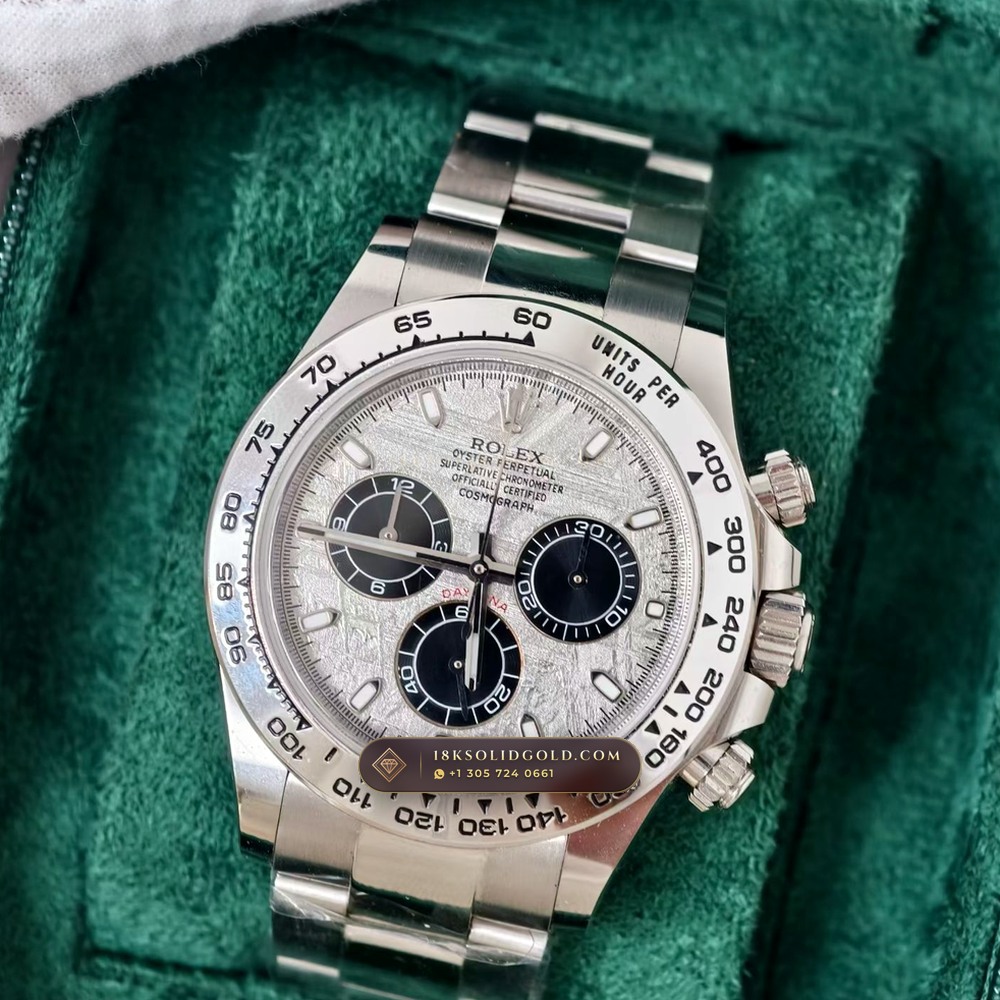 Rolex Cosmograph Daytona Gibeon Meteorite Dial 18K White Gold Reference 116509 — Hallmarked Edition angle 3