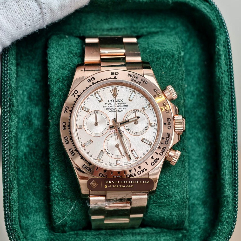 Rolex Cosmograph Daytona 18K Everose Gold Hand-Finished Buff Dial Deep Crystal Optics Reference 116505 — Hallmarked Edition