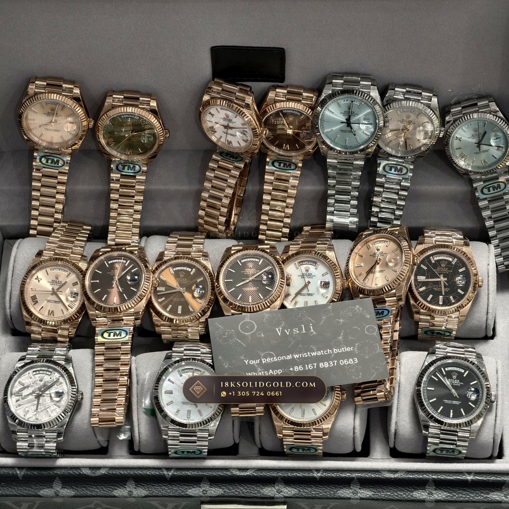 Rolex Day-Date 40 Iridescent Natural Mother-of-Pearl Dial 18K White Gold Reference 228239 — Hallmarked Edition — Studio Gallery Plate XI in 18K White Gold Au750 (210.5g Verified Mass, Rolex Manufacture Cal. 3255 - 70h Power Reserve)