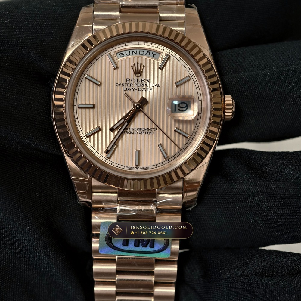 Rolex Day-Date 40 18K Everose Gold Chronometer Regulated Spec Reference 228235 — Hallmarked Edition