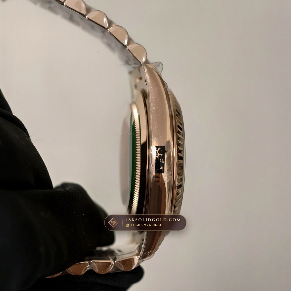 Rolex Day-Date 40 18K Everose Gold Chronometer Regulated Spec Reference 228235 — Hallmarked Edition — Studio Gallery Plate VIII in 18K Rose Gold Au750 (210.4g Verified Mass, Rolex Manufacture Cal. 3255 - 70h Power Reserve)