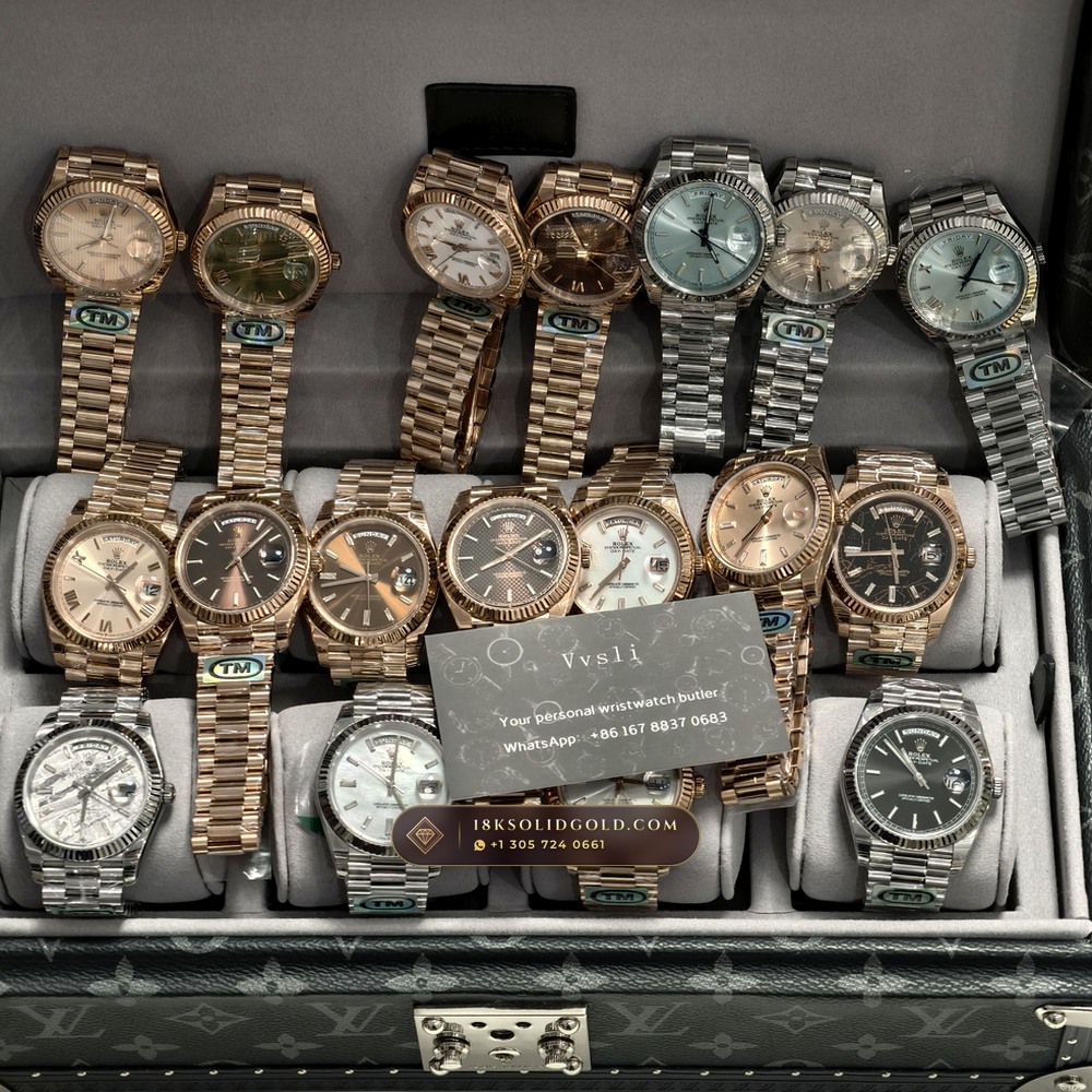 Rolex Day-Date 40 Eisenkiesel Natural Stone Dial 18K Everose Gold Reference 228235 — Hallmarked Edition — Studio Gallery Plate X in 18K Rose Gold Au750 (210.4g Verified Mass, Rolex Manufacture Cal. 3255 - 70h Power Reserve)