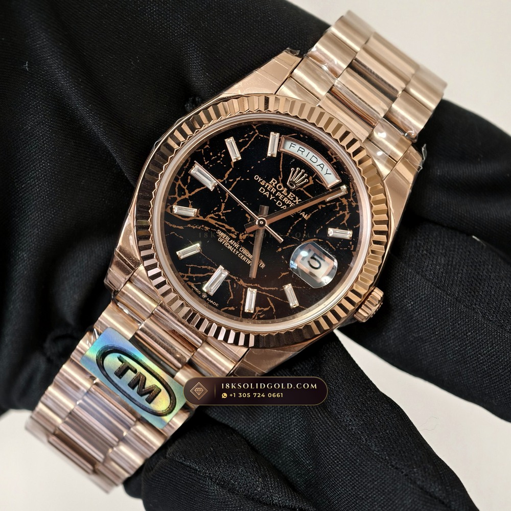 Rolex Day-Date 40 Eisenkiesel Natural Stone Dial 18K Everose Gold Reference 228235 — Hallmarked Edition angle 3